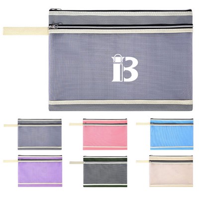 Letter Size Zipper Nylon Mesh File Pouch