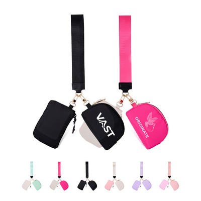 Dual Pouch Wristlet Keychain Lanyard