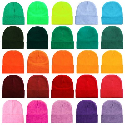 Acrylic Cuffed Knit Warm Beanie Hat