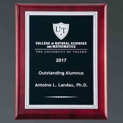 Rosewood Piano Finish Plaque, Textured Black Aluminum/Silver Florentine, Medium (8"x10")