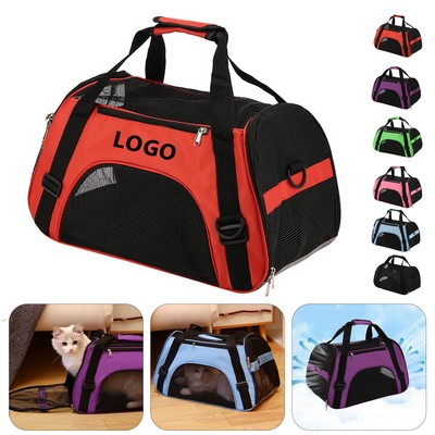 600D Oxford Fabric Waterproof Pet Travel Carrier W/ Foldable Design And Dual Openings