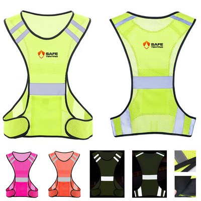 High Visibility Reflective Running Vest with Large Pocket
