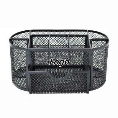 Nine Compartment Metal Wire Mesh Desk Organizer