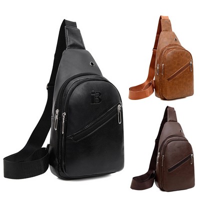 Large Capacity Mens PU Leather Crossbody Bag