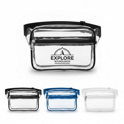 Stadium Approved Clear PVC Fanny Pack Two Zipper Pockets