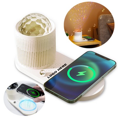 4-in-1 Wireless Charging Speaker with Star Projector and Night Light