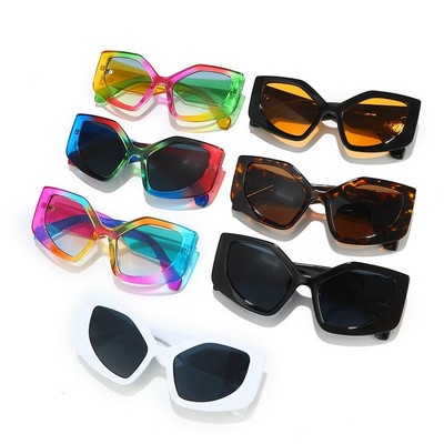 UV Protection Trendy Oversize Rainbow Cat Eye Polycarbonate Sunglasses
