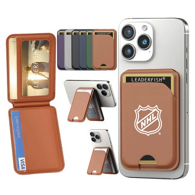 Leather Magnetic Wallet for Phone with Adjustable Stand ,RFID Blocking Credit Card Holder