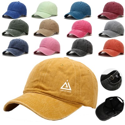 Washed Faded Cotton Hat 6 Panel Dad Hat Baseball Cap