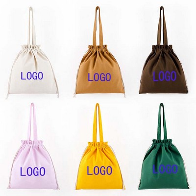 Hand-held drawstring canvas bag