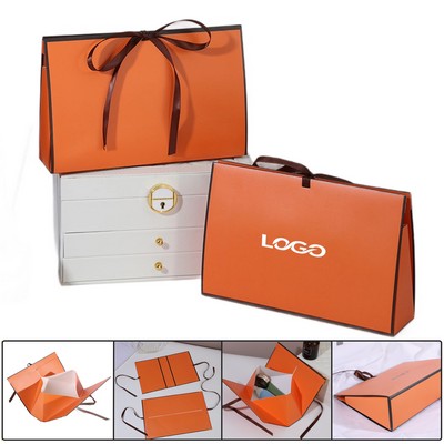 Ribbon-Accented Creative Foldable Paper Bag Jewelry Favors