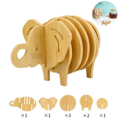 Elephant Shaped Bamboo Coaster and Table Top Decoration