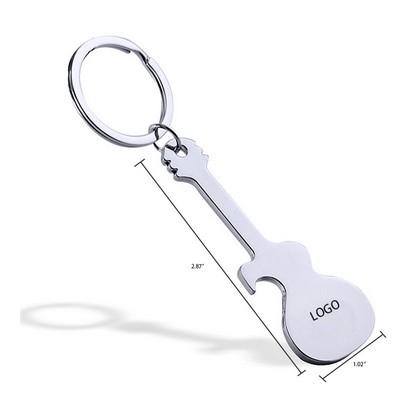 2 4/5" Durable Party Metal Guitar Shaped Keychain Bottle Opener