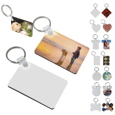 Vibrant Hued Rectangular Wooden Keyring
