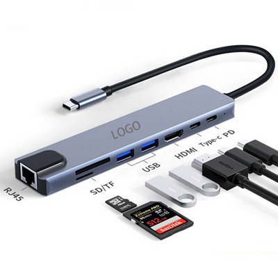8" 1 Multi-port USB C Hub