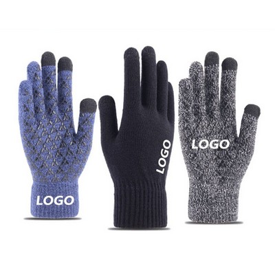 Winter Fleece Knit Touch Screen Gloves Unisex Outdoor Cycling Custom Logo