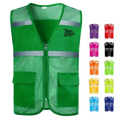 Reflective mesh safety vest for volunteers