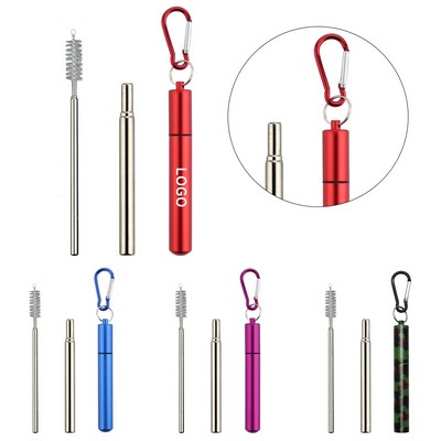 Telescopic Stainless Steel Straw W/Aluminum Case