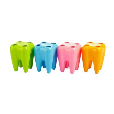 Plastic Teeth Shape Stand Bracket Holder with 4 Holes for Toothbrush