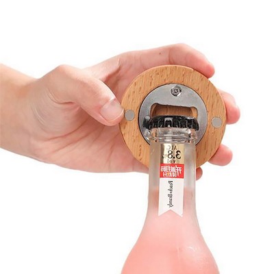 Creative Solid Wood Round Bottle Opener Thickened Anti-Crack Tool