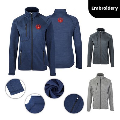 Embroidered Women's Full Zip Sweater Fleece Jacket