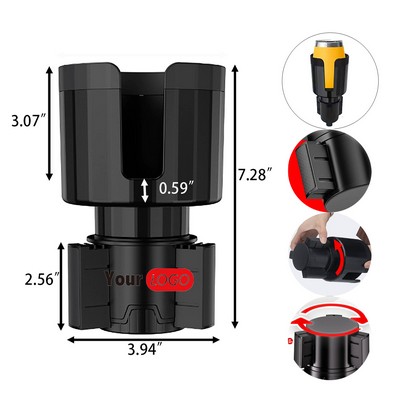 Large ABS Car Cup Holder Expander with Adjustable Base