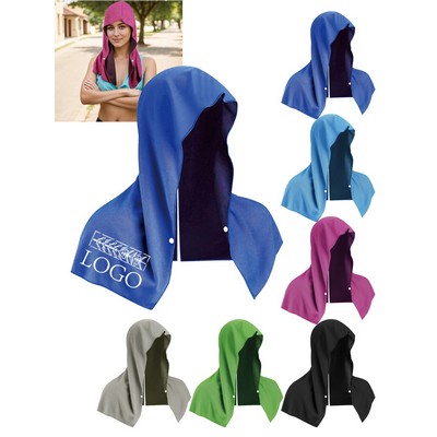 Quick-Dry Microfiber Cooling Towel with Hood for Gym & Beach