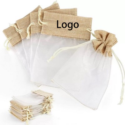 Vintage-Style Hemp & Sheer Organza Pouch Set