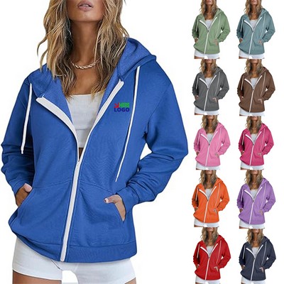 Women Full Zip Up Hoodie