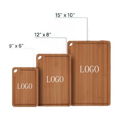 Bamboo Cutting Board Set With Juice Groove And Handle