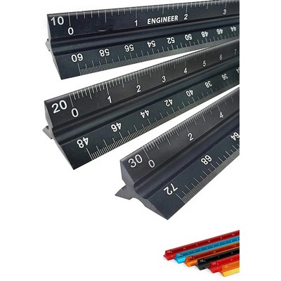 12" Solid Aluminum Alloy Engineer Triangular Scale Ruler