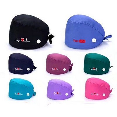 Medical Nurse Scrub Cap With Buttons