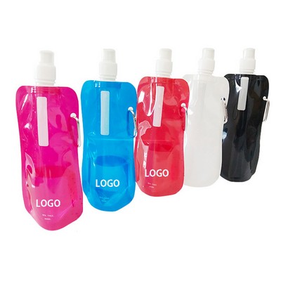 16 Oz Foldable Lightweight Bpa Free Plastic Carabiner Clip Water Bottle