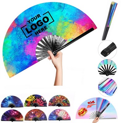 Large Silk Bamboo Folding Hand Fan