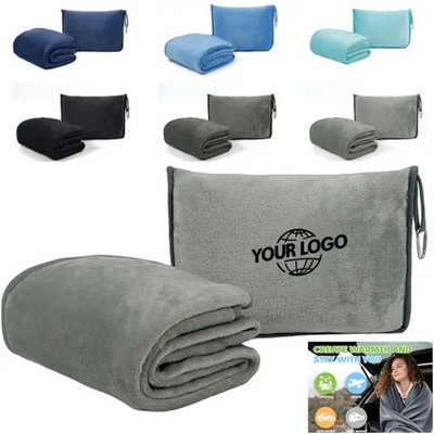 2" 1 Premium Soft Travel Airplane Blanket and Pillow