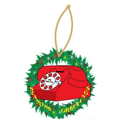 Rotary Dial Telephone Executive Wreath Ornament w/ Mirror Back (12 Square Inch)