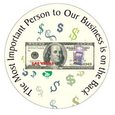 Vegas Slot Machine on $100 Bill Photo Hand Mirror (2½" Diameter)