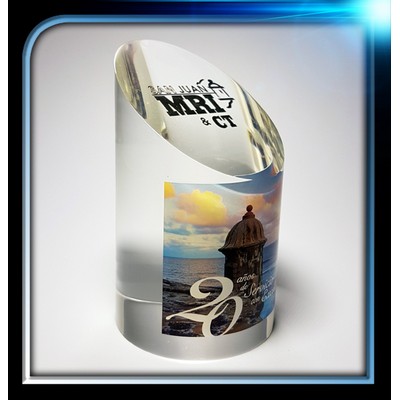 Lucite Slanted Top Cylinder Award (3" Dia.x5" x 3")