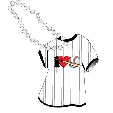 I Love Baseball w/ Bat T-Shirt Key Chain on Black Back (4 Square Inch)