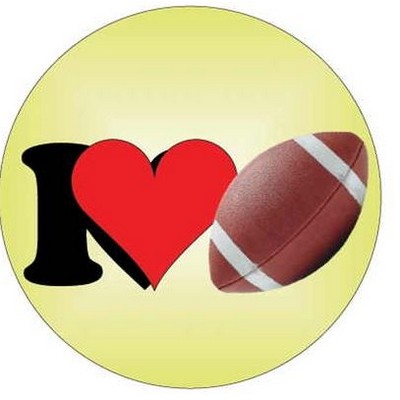 I Love Football Round Badge w/ Bar Pin (2 1/2" Diameter)