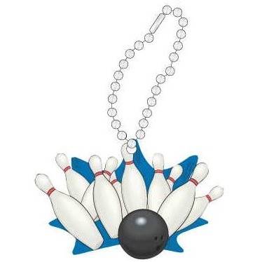 Bowling Strike Promotional Key Chain w/ Black Back (8 Square Inch)