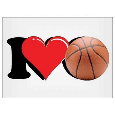 I Love Basketball Rectangle Badge w/ Bar Pin (2 1/2"x3 1/2")