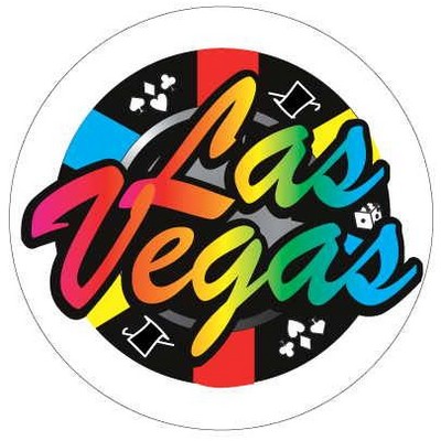 Las Vegas Poker Chip Round Metal Photo Magnet (2 1/2" Diameter)