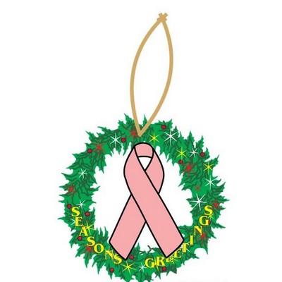 Awareness Ribbon Promotional Wreath Ornament w/ Black Back (4 Square Inch)