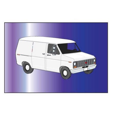 White Panel Van Rectangle Badge w/ Bar Pin (2"x3")