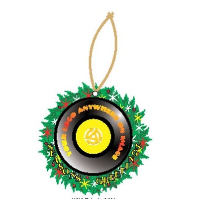 Rpm Record Executive Wreath Ornament w/ Mirrored Back (12 Square Inch)