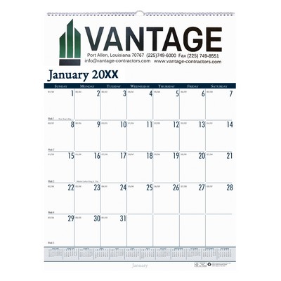 Full-Color Custom Wall Calendar (12"x16 1/2")