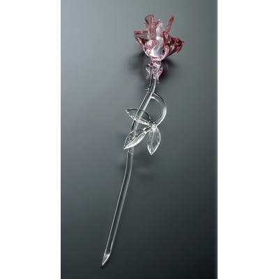 Hand Blown Crystal Rose Figurine