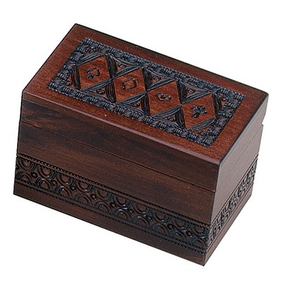 2 Deck Playing Card Box Inlay Diamond Pattern (4 1/2"x2 1/2"x2 7/8")