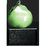 4" Hand Blown Glass Pear Award w/Marble Base
